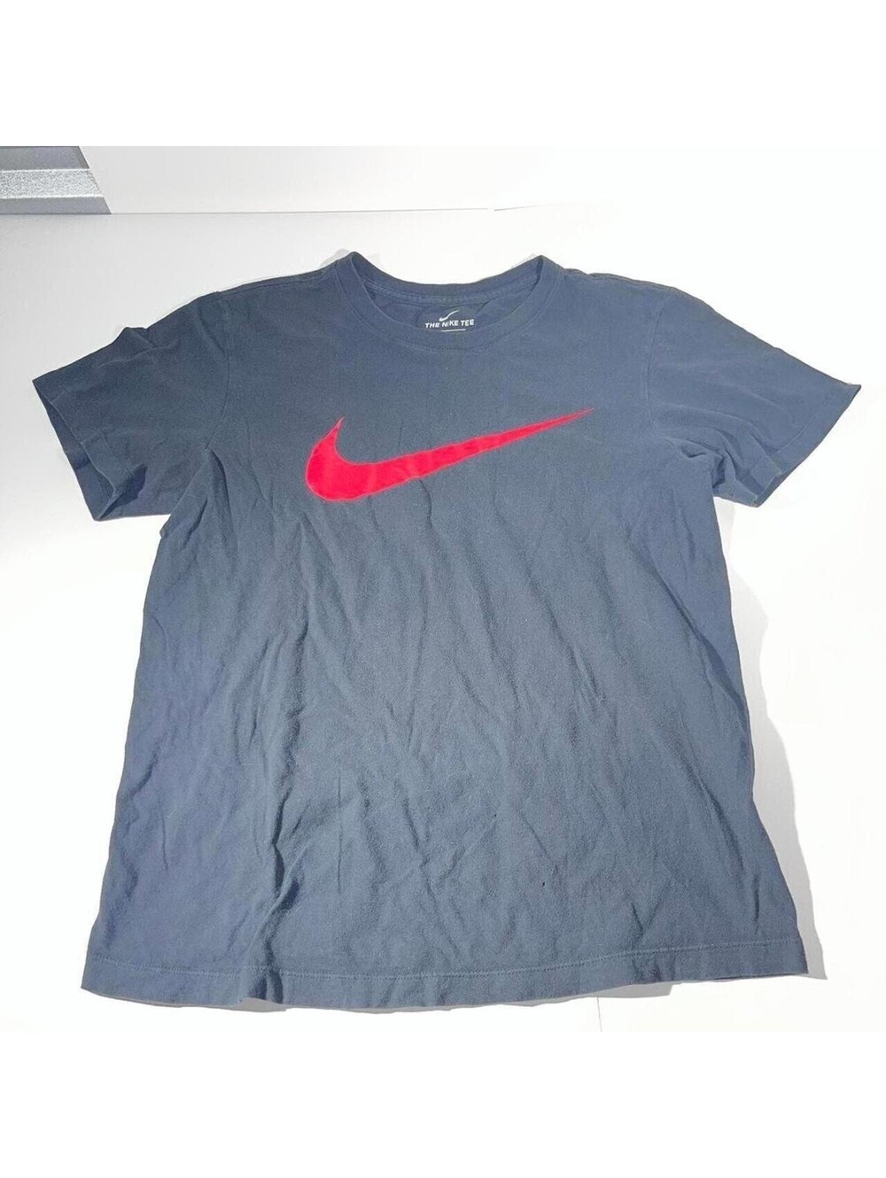 Nike grey cotton t-shirt with red swoosh Men's S